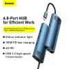 Baseus Adapter HUB - Type-C - 3x USB3.0 + 1x HDMI 4K + Type-C PD 100W + RJ45 + SD + MicroSD (WKWG000103) Kék - 3. kép