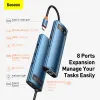 Baseus Adapter HUB - Type-C - 3x USB3.0 + 1x HDMI 4K + Type-C PD 100W + RJ45 + SD + MicroSD (WKWG000103) Kék - 4. kép