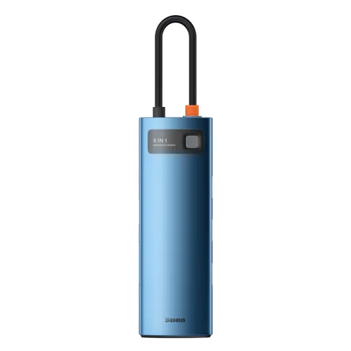 Baseus Adapter HUB - Type-C - 3x USB3.0 + 1x HDMI 4K + Type-C PD 100W + RJ45 + SD + MicroSD (WKWG000103) Kék
