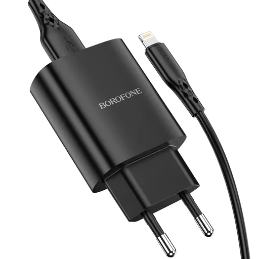 Borofone BN1 Hálózati töltő adapter USB 2.1A + Lightning kábel fekete