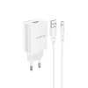 Borofone BN1 Hálózati töltő adapter USB 2.1A + Micro USB kábel fehér - 4. kép