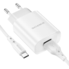 Borofone BN1 Hálózati töltő adapter USB 2.1A + USB Type-C kábel fehér - 1. kép