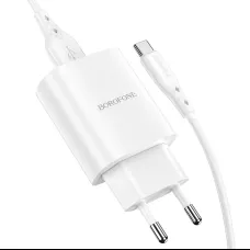 Borofone BN1 Hálózati töltő adapter USB 2.1A + USB Type-C kábel fehér