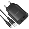 Borofone BN2 Hálózati töltő adapter 2x USB 2.1A + Lightning kábel fekete - 3. kép