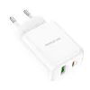 Borofone USB + USB Type-C QC 3.0 PD 2.0 20W fehér BN4 Hálózati töltő adapter - 0. kép