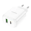 Borofone USB + USB Type-C QC 3.0 PD 2.0 20W fehér BN4 Hálózati töltő adapter - 1. kép
