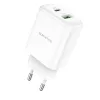 Borofone USB + USB Type-C QC 3.0 PD 2.0 20W fehér BN4 Hálózati töltő adapter - 2. kép
