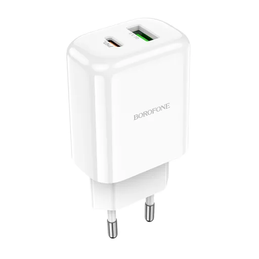 Borofone USB + USB Type-C QC 3.0 PD 2.0 20W fehér BN4 Hálózati töltő adapter