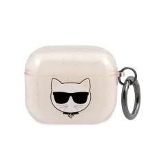 Airpods 3 Karl Lagerfeld KLA3UCHGD Choupette Head Glitter tok arany