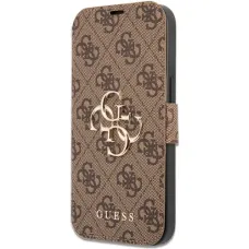 iPhone 13 Pro Max Guess PU 4G Metal Logo fliptok barna (GUBKP13X4GMGBR)