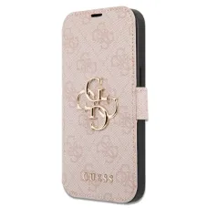 iPhone 13 Pro Max Guess PU 4G Metal Logo fliptok rózsaszín (GUBKP13X4GMGPI)