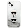 iPhone 13 Mini Karl Lagerfeld Liquid Glitter Karl és Choupette Head tok ezüst (KLHCP13SKICGLS) - 2. kép