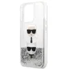 iPhone 13 Pro Karl Lagerfeld Liquid Glitter Karl és Choupette Head tok ezüst (KLHCP13LKICGLS) - 3. kép