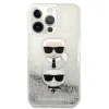 iPhone 13 Pro Karl Lagerfeld Liquid Glitter Karl és Choupette Head tok ezüst (KLHCP13LKICGLS) - 4. kép