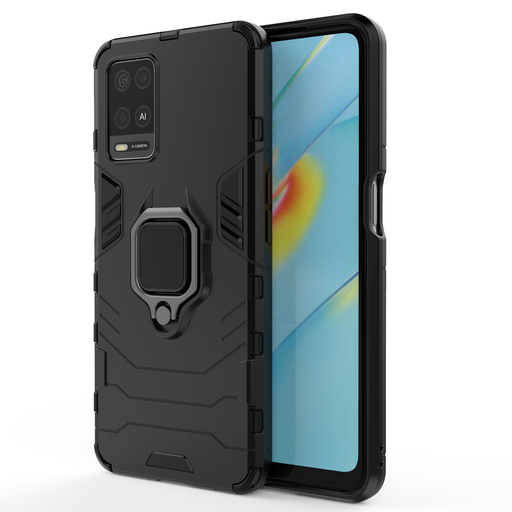 Oppo A54 5G Ring Armor Tough Rugged tok kihajtható támasszal fekete Oppo A54 5G Ring Armor Tough Rugged tok kihajtható támasszal fekete