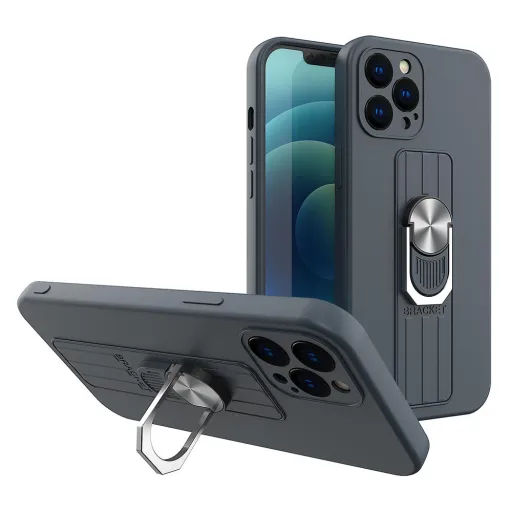 Xiaomi Redmi 9 Ring Szilikon tok kihajtható támasszal sötétkék Xiaomi Redmi 9 Ring Szilikon tok kihajtható támasszal sötétkék