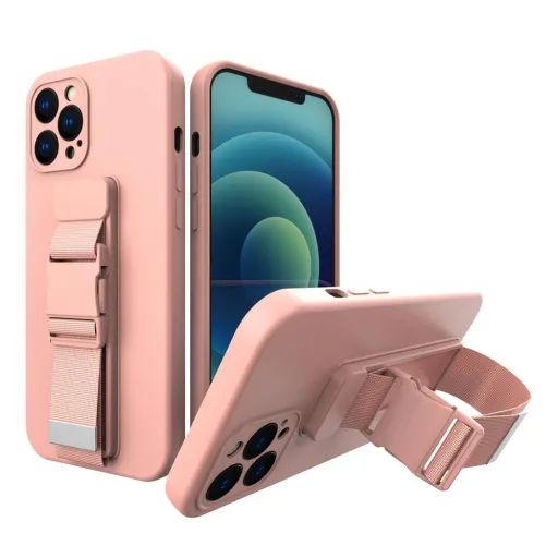 iPhone 11 Rope TPU gél tok pánttal rózsaszín