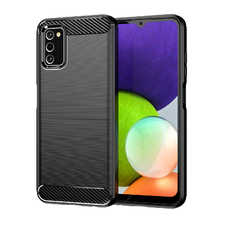 Samsung Galaxy A03s Carbon szénszál mintájú TPU tok fekete Alphajack