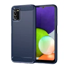 Samsung Galaxy A03s Carbon szénszál mintájú TPU tok kék Alphajack