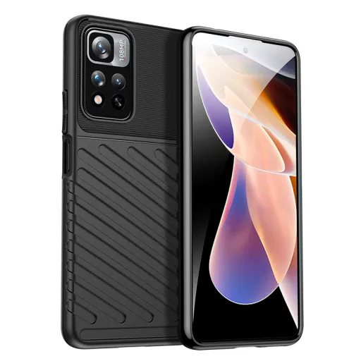 Xiaomi Redmi Note 11 Pro fokozott védelmet biztosító flexibilis TPU tok fekete Alphajack Xiaomi Redmi Note 11 Pro fokozott védelmet biztosító flexibilis TPU tok fekete Alphajack