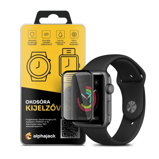 Apple Watch 7 (41mm) 3D kijelzővédő fólia fekete kerettel Alphajack