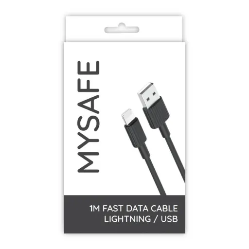MySafe USB - Lightning kábel 1m fekete