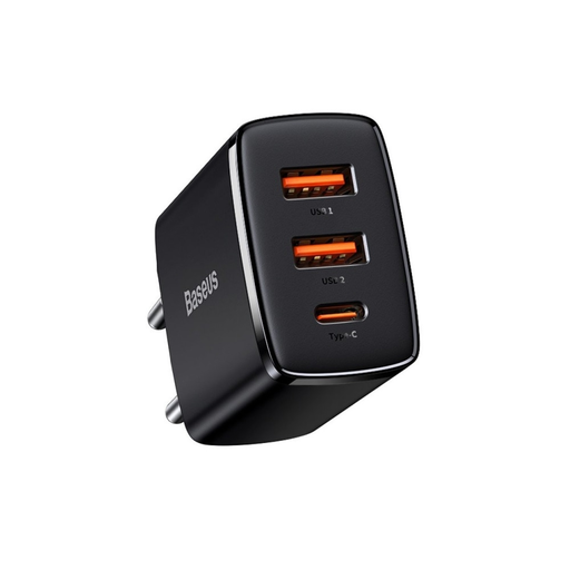 Baseus Compact fali töltő adapter 2xUSB + Type C PD 3.0 QC 3.0 30W 3A fekete