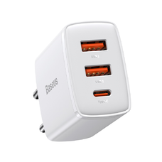 Baseus Compact fali töltő adapter 2xUSB + Type C PD 3.0 QC 3.0 30W 3A fehér