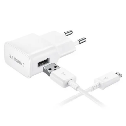 Samsung EP-TA20EWE microUSB fali töltő adapter + microUSB adatkábel fehér