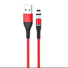 Borofone BU16 Mágneses USB - Lightning kábel 2.4A 1.2 m piros