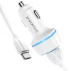 Borofone B14 Max Szivargyújtós töltő 2x USB, 2.4A + Micro USB kábel fehér - 0. kép