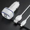 Borofone B14 Max Szivargyújtós töltő 2x USB, 2.4A + Micro USB kábel fehér - 2. kép