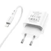 Borofone BN3 Hálózati USB töltő USB Type-C QC 3.0 PD 2.0 20W + Lightning kábel fehér - 0. kép