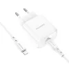 Borofone BN3 Hálózati USB töltő USB Type-C QC 3.0 PD 2.0 20W + Lightning kábel fehér - 2. kép