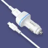 Kaku Shengyu Autós szivargyújtós töltő 2x USB 2.8A + Lightning kábel fekete - 1. kép