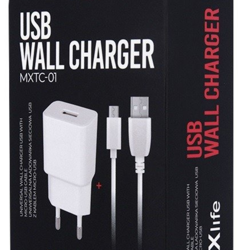Maxlife hálózati töltő adapter 1A + Micro USB kábel fehér