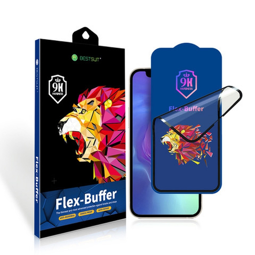 iPhone 13 Pro Max / 14 Plus Bestsuit Flex-Buffer Hybrid 5D kijelzővédő üvegfólia antibakteriális fekete iPhone 13 Pro Max / 14 Plus Bestsuit Flex-Buffer Hybrid 5D kijelzővédő üvegfólia antibakteriális fekete