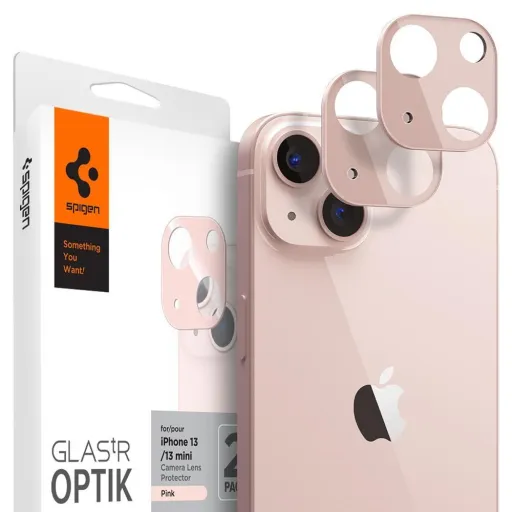 iPhone 13 mini / 13  Spigen Optik.TR 2x kameralencsevédő 9H üveg pink (AGL04036)