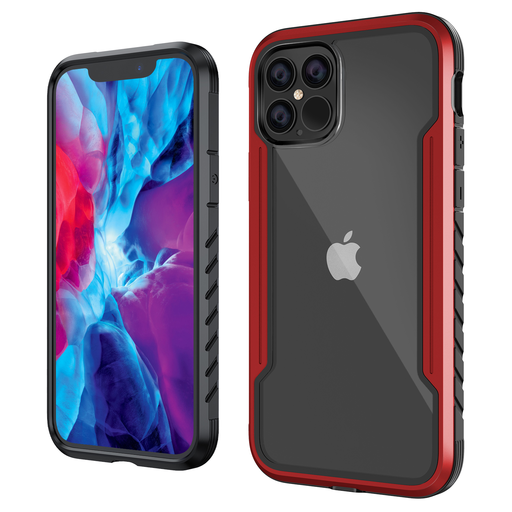 iPhone 13 Pro átlátszó TPU Shield tok alumínium kerettel piros ütésálló, anti shock iPhone 13 Pro átlátszó TPU Shield tok alumínium kerettel piros ütésálló, anti shock