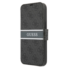iPhone 13 mini Guess PU 4G Printed Stripe fliptok szürke (GUBKP13S4GDGR)