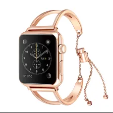 Apple Watch 4/5/6/7/8/SE/Ultra (42/44/45/49mm) karkötő formájú fém óraszíj rose gold színű Alphajack