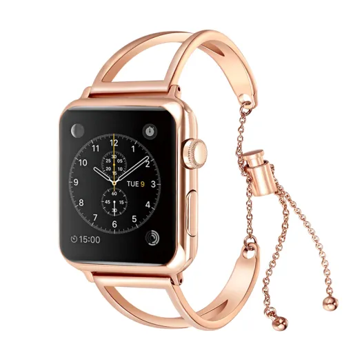 Apple Watch 4/5/6/7/8/SE/Ultra (42/44/45/49mm) karkötő formájú fém óraszíj rose gold színű Alphajack