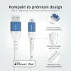 Lightning iPhone kábel 1.5m USB-A fejjel MFi Alphajack (AL15-BW) kék/fehér - 1. kép