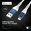 Lightning iPhone kábel 1.5m USB-A fejjel MFi Alphajack (AL15-BW) kék/fehér - 2. kép