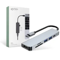 Tech-Protect V4 TYPE-C HUB Adapter 6in1 szürke