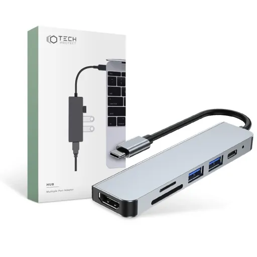 Tech-Protect V4 TYPE-C HUB Adapter 6in1 szürke