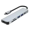 Tech-Protect V4 TYPE-C HUB Adapter 6in1 szürke - 1. kép