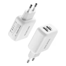 Dux Ducis C10 Hálózati Töltő Adapter 2x USB 12W2.4A Fehér