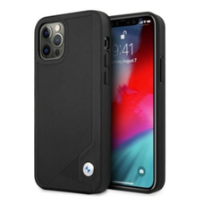iPhone 12/12 Pro BMW Leather Deboss bőrtok fekete (BMHCP12MRCDPK)