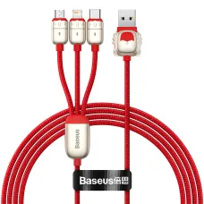 Baseus Cable Year Of The Tiger 3in1 - USB - USB Type C/ Lightning/ Micro USB - 3.5A 1.2m piros